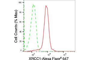 Flow cytometric analysis of XRCC1 expression in HepG2 cells using XRCC1 antibody (ABIN7800874), 1:2,000). (Recombinant XRCC1 抗体)