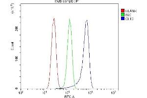 Flow Cytometry analysis of U87 cells using anti-Clathrin heavy chain/CLTC antibody (ABIN7602704). (Clathrin Heavy Chain (CLTC) (AA 967-1668) 抗体)