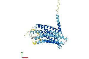 AlphaFold protein structure predicition of Mouse Recombinant Gpr31 Protein, UniprotID F8VQN3 (GPR31 Protein (AA 1-319) (His tag))