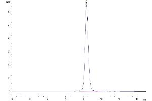 Size-exclusion chromatography-High Pressure Liquid Chromatography (SEC-HPLC) image for Leukocyte Immunoglobulin-Like Receptor, Subfamily A (With TM Domain), Member 1 (LILRA1) (AA 17-461) protein (His-Avi Tag) (ABIN7275173)