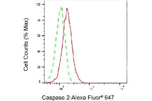 Flow cytometric analysis of Caspase 2 expression in HepG2 cells using Caspase 2 antibody (ABIN7797890), 1:2,000).