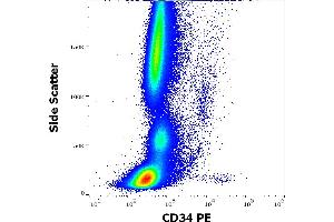 Flow cytometry surface staining pattern of human peripheral whole blood stained using anti-human CD34 (QBEND-10) PE antibody (20 μL reagent / 100 μL of peripheral whole blood). (CD34 抗体  (PE))