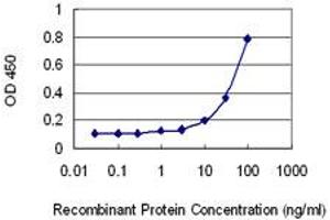 Detection limit for recombinant GST tagged HIPK4 is 3 ng/ml as a capture antibody. (HIPK4 抗体  (AA 519-616))