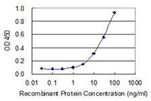 Detection limit for recombinant GST tagged TRIM46 is 1 ng/ml as a capture antibody. (TRIM46 抗体  (AA 451-560))