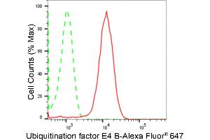 Flow cytometric analysis of Ubiquitination factor E4 B expression in HepG2 cells using Ubiquitination factor E4 B antibody (ABIN7800713), 1:2,000).