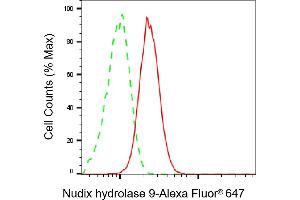 Flow cytometric analysis of Nudix hydrolase 9 expression in HepG2 cells using Nudix hydrolase 9 antibody (ABIN7799690), 1:2,000).