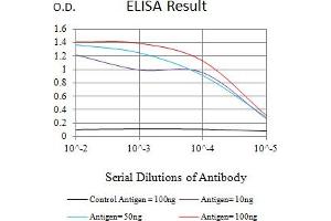 Black line: Control Antigen (100 ng),Purple line: Antigen (10 ng), Blue line: Antigen (50 ng), Red line:Antigen (100 ng) (MTA1 抗体  (AA 541-715))