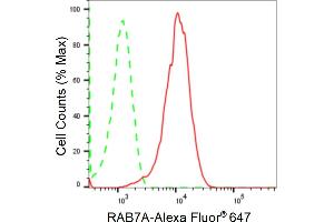 Flow cytometric analysis of RAB7A expression in H9c2 cells using RAB7A antibody (ABIN7800103), 1:2,000).