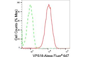Flow cytometric analysis of VPS18 expression in HepG2 cells using VPS18 antibody (ABIN7800813), 1:2,000). (Recombinant VPS18 抗体)