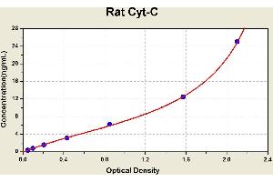 Diagramm of the ELISA kit to detect Rat Cyt-Cwith the optical density on the x-axis and the concentration on the y-axis. (Cytochrome C ELISA 试剂盒)