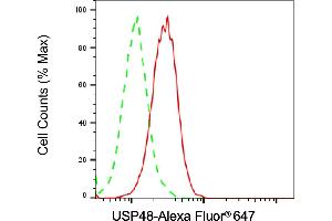 Flow cytometric analysis of USP48 expression in HAP-1 cells using USP48 antibody (ABIN7800736), 1:2,000). (USP48 抗体)