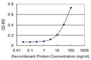 Detection limit for recombinant GST tagged UBA6 is 1 ng/ml as a capture antibody. (UBA6 抗体  (AA 962-1051))