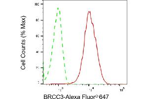 Flow cytometric analysis of BRCC3 expression in HepG2 cells using BRCC3 antibody (ABIN7797788), 1:2,000). (Recombinant BRCC3 抗体)