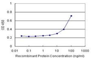 Sandwich ELISA detection sensitivity ranging from 10 ng/mL to 100 ng/mL. (HBZ (人) Matched Antibody Pair)