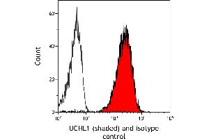 Flow Cytometry (FACS) image for anti-Ubiquitin Carboxyl-terminal Esterase L1 (Ubiquitin Thiolesterase) (UCHL1) (AA 50-100) antibody (ABIN7449527)