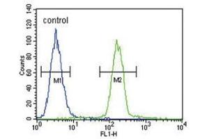Fow Cytometric analysis of A375 cells using Tyrosinase Antibody (C-term) Cat. (TYR 抗体  (C-Term))