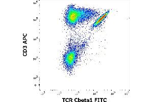 Flow cytometry multicolor surface staining of human lymphocytes stained using anti-human TCR Cbeta1 (JOVI. (TCR, Cbeta1 抗体 (FITC))