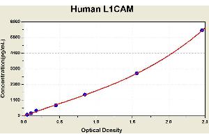 Diagramm of the ELISA kit to detect Human L1CAMwith the optical density on the x-axis and the concentration on the y-axis. (L1CAM ELISA 试剂盒)