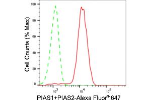 Flow cytometric analysis of PIAS1+PIAS2 expression in HeLa cells using PIAS1+PIAS2 antibody (ABIN7798418), 1:2,000). (Recombinant E3 SUMO-Protein Ligase PIAS3 (LOC101740849) 抗体)