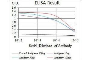 Black line: Control Antigen (100 ng), Purple line: Antigen(10 ng), Blue line: Antigen (50 ng), Red line: Antigen (100 ng), (ITGA4 抗体)