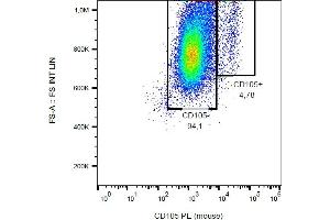 Flow cytometry analysis (surface staining) of CD105 in murine bone marrow with anti-CD105 (MJ7/18) PE. (Endoglin 抗体  (PE))