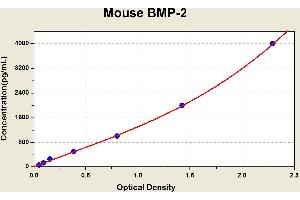 Diagramm of the ELISA kit to detect Mouse BMP-2with the optical density on the x-axis and the concentration on the y-axis. (BMP2 ELISA 试剂盒)