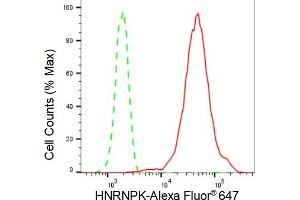 Flow cytometric analysis of HNRNPK expression in HepG2 cells using HNRNPK antibody (ABIN7798900), 1:2,000). (Recombinant HNRNPK 抗体)