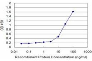 Detection limit for recombinant GST tagged SH3BP4 is approximately 1ng/ml as a capture antibody. (SH3BP4 抗体  (AA 1-110))