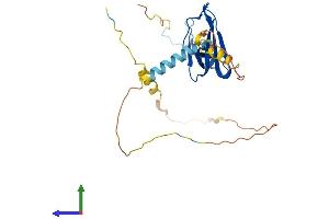 AlphaFold protein structure predicition of Human Recombinant EAF2 Protein, UniprotID Q96CJ1