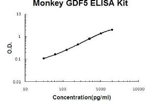 Monkey Primate GDF5 PicoKine ELISA Kit standard curve (GDF5 ELISA 试剂盒)