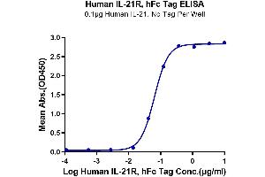 ELISA image for Interleukin 21 Receptor (IL21R) (AA 20-236) protein (Fc Tag) (ABIN7275021)