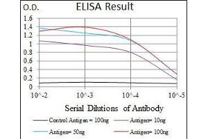 Black line: Control Antigen (100 ng), Purple line: Antigen(10 ng), Blue line: Antigen (50 ng), Red line: Antigen (100 ng), (Nkx2-2 抗体)