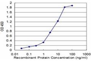 Detection limit for recombinant GST tagged DLEU1 is approximately 0. (DLEU1 抗体  (AA 1-78))