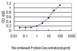Detection limit for recombinant GST tagged TMEPAI is approximately 1ng/ml as a capture antibody. (PMEPA1 抗体  (AA 181-280))