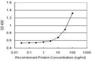 Sandwich ELISA detection sensitivity ranging from 1 ng/mL to 100 ng/mL. (KIRREL2 (人) Matched Antibody Pair)