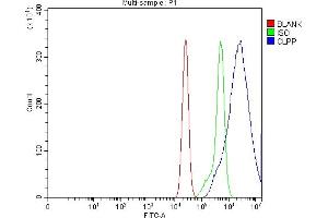 Flow Cytometry analysis of CACO-2 cells using anti-CLPP antibody (ABIN7602061).