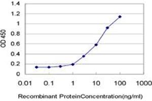 Detection limit for recombinant GST tagged TCF4 is approximately 1ng/ml as a capture antibody. (TCF4 抗体  (AA 1-365))