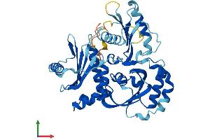 AlphaFold protein structure predicition of Mouse Recombinant Fuz Protein, UniprotID Q3UYI6