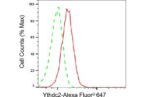 Flow cytometric analysis of Ythdc2 expression in HepG2 cells using Ythdc2 antibody (ABIN7800884), 1:2,000). (Recombinant YTHDC2 抗体)