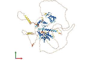 AlphaFold protein structure predicition of Mouse Recombinant Irf2bpl Protein, UniprotID Q8K3X4