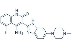 Chemical structure of Dovitinib , a FGFR3 inhibitor.