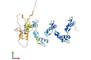 AlphaFold protein structure predicition of Human Recombinant ZNF586 Protein, UniprotID Q9NXT0