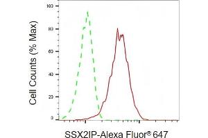 Flow cytometric analysis of SSX2IP expression in HeLa cells using SSX2IP antibody (ABIN7800977). (Recombinant SX2IP 抗体)