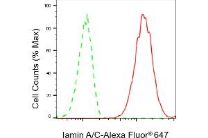 Flow cytometric analysis of Iamin A/C expression in C2C12 cells using Iamin A/C antibody (ABIN7799229), 1:2,000).
