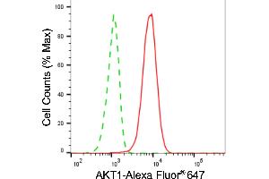 Flow cytometric analysis of AKT1 expression in H9c2 cells using AKT1 antibody (ABIN7800781), 1:2,000). (AKT1 抗体)