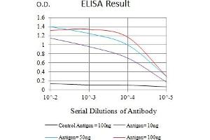Black line: Control Antigen (100 ng),Purple line: Antigen (10 ng), Blue line: Antigen (50 ng), Red line:Antigen (100 ng) (SLAMF8 抗体  (AA 23-233))