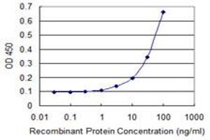 Detection limit for recombinant GST tagged ZFYVE1 is 1 ng/ml as a capture antibody. (ZFYVE1 抗体  (AA 1-99))