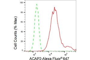 Flow cytometric analysis of ACAP2 expression in HT- cells using ACAP2 antibody (ABIN7797642), 1:2,000).