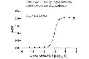 SARS-CoV-2 Spike IgG/IgM Antibody (AM043105) tested by ELISA using SARS Spike protein RBD. (Recombinant SARS-CoV-2 Spike IgG/IgM 抗体)