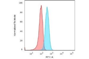 Flow Cytometric Analysis of Human Raji cells using BOB1 Mouse Monoclonal Antibody (BOB1/2421) followed by Goat anti-Mouse IgG-CF488 (Blue); Isotype Control (Red). (POU2AF1 抗体  (AA 148-255))